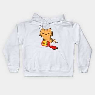 Funny Orange Cat Spilled Hot Sauce Kids Hoodie